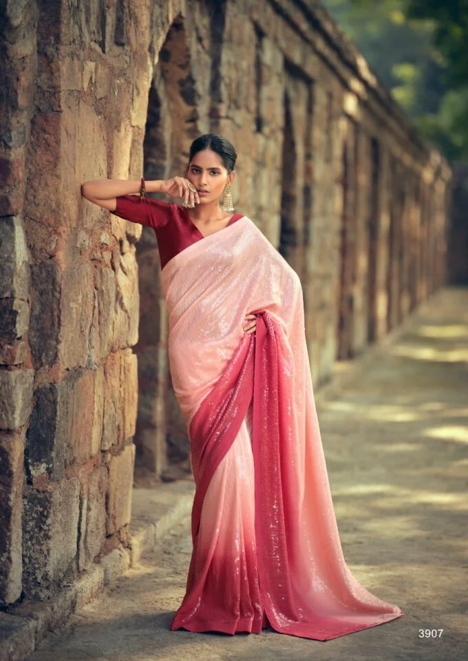 Red sequence saree
