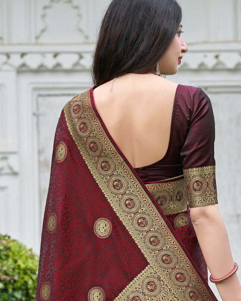 Red Color Mahaganga banarsai silk saree , back photo