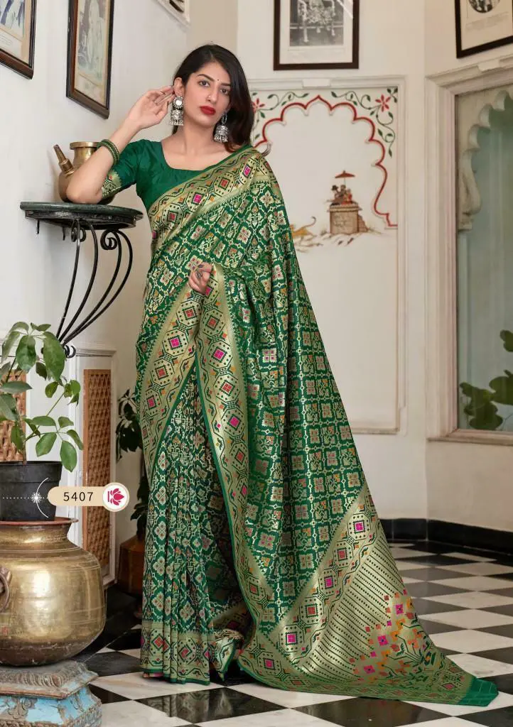Green Patola Silk Saree Mahagauri Silk