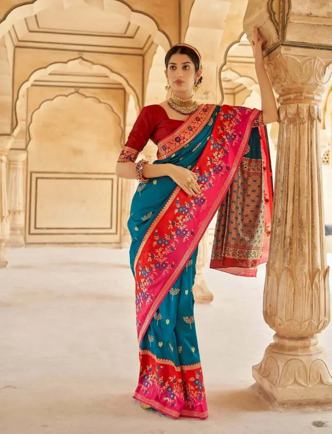 contrast saree rawaazfashion