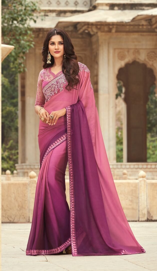 Buy a Pink ready to wear saree for farewell on Rutbaa