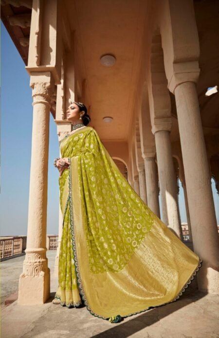 Green Shades Contrast Saree