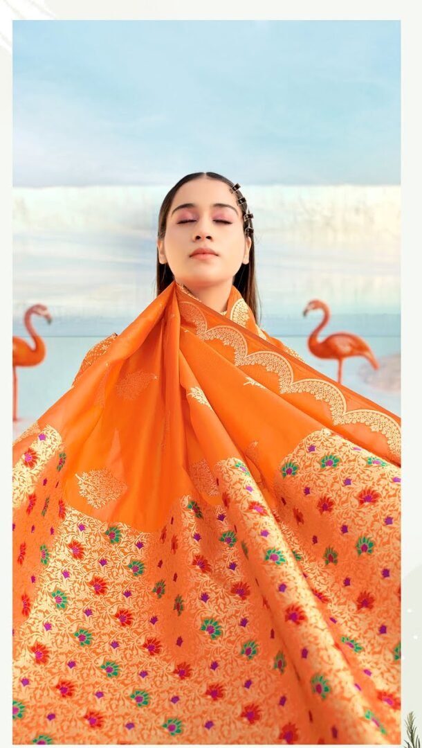 Buy Areca Designer's Graceful Gold Color Brocade Silk Blend Floral Mango  Banarasi Silk Saree For Women's Online at Best Prices in India - JioMart.