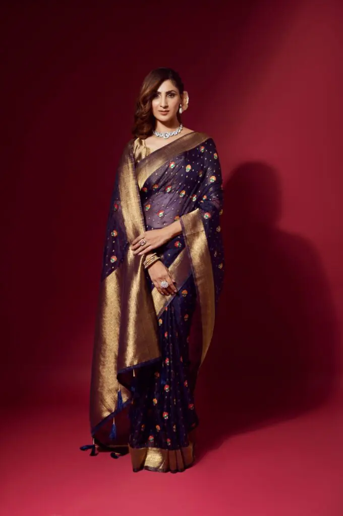 Blue Organza Silk Saree