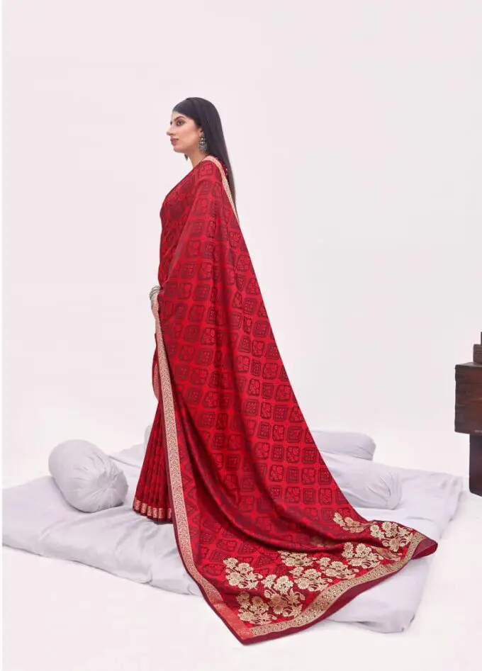 Rawaaz Silk Saree Red Festive Wear Floral Woven Silk Saree