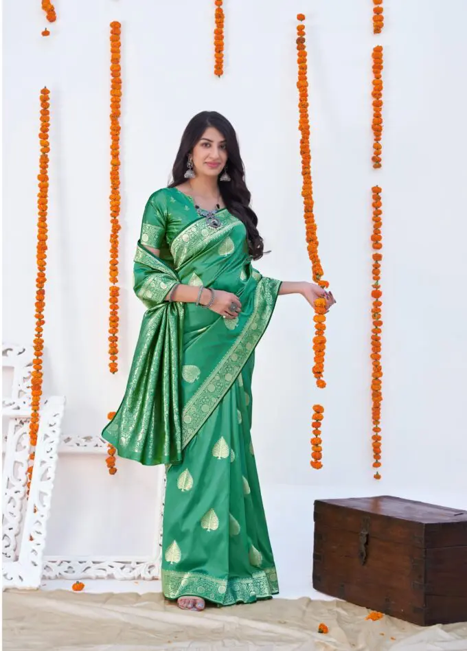 Elf Green Silk Saree