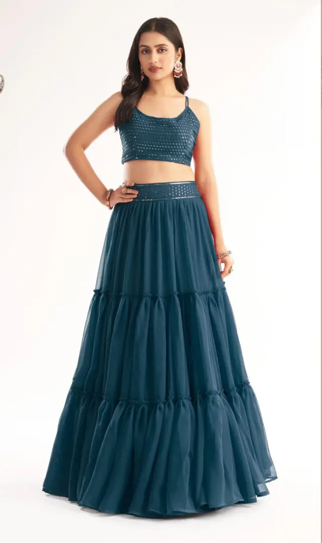 Lehenga in Teal Blue