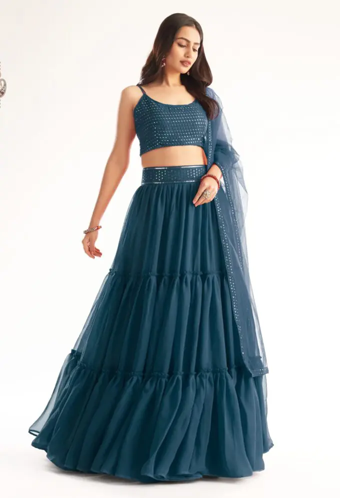 Lehenga in Teal Blue Rawaaz Fashion