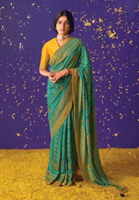 In Full Bloom Emerald Green Saree with Embroidered Blouse – Talking Threads