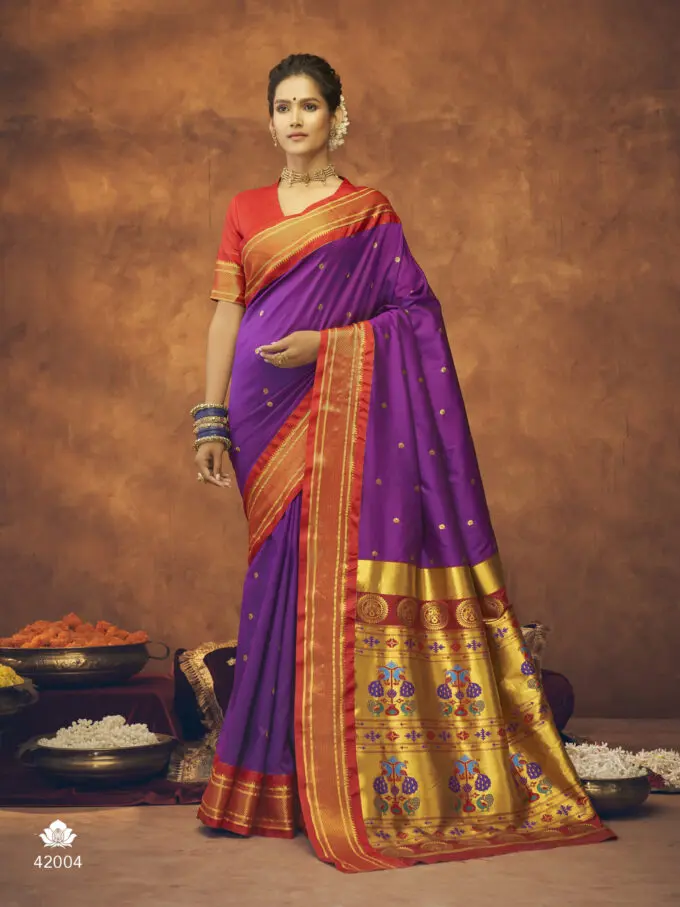Purple Paithani Wedding Silk Saree