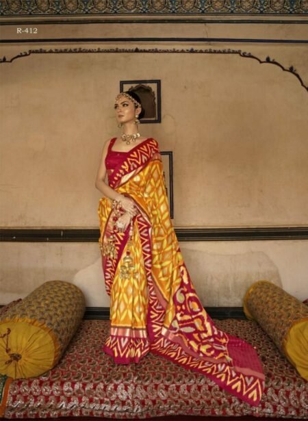 Yellow Red Patola Silk Saree