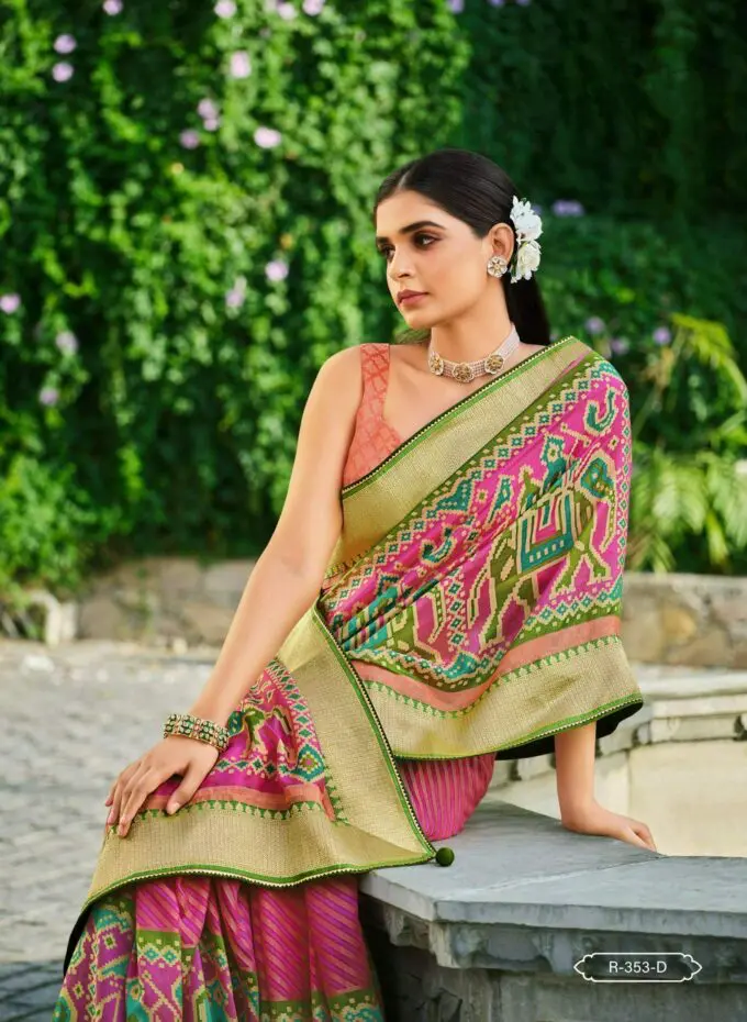 Pink,green and yellow pretty combination | Indian bridal sarees, Half saree  designs, Half saree
