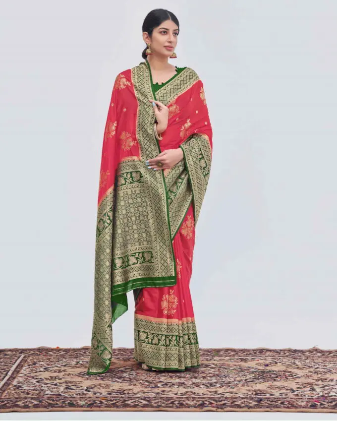 Imposing Red Organza Wedding Silk Saree