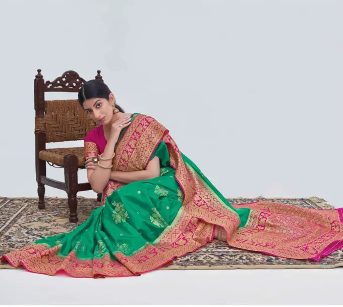 Green Organza Wedding Silk Saree