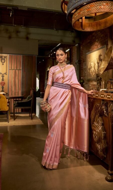 Buy Pink Benaras Border Saree Paired With An Embroidered Blouse by Designer  JAYANTI REDDY Online at Ogaan.com