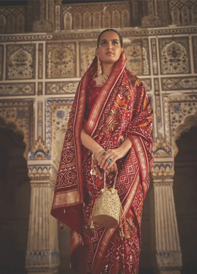 Red Cotton Silk Patola Saree