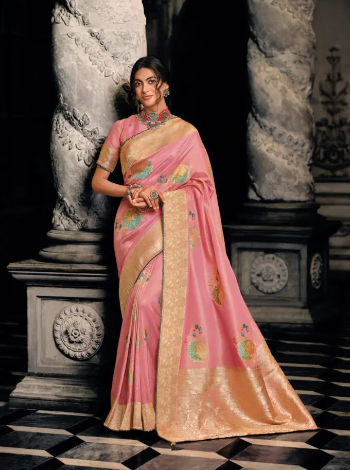 Rani Pink Banarasi Dola Silk Saree - Urban Womania