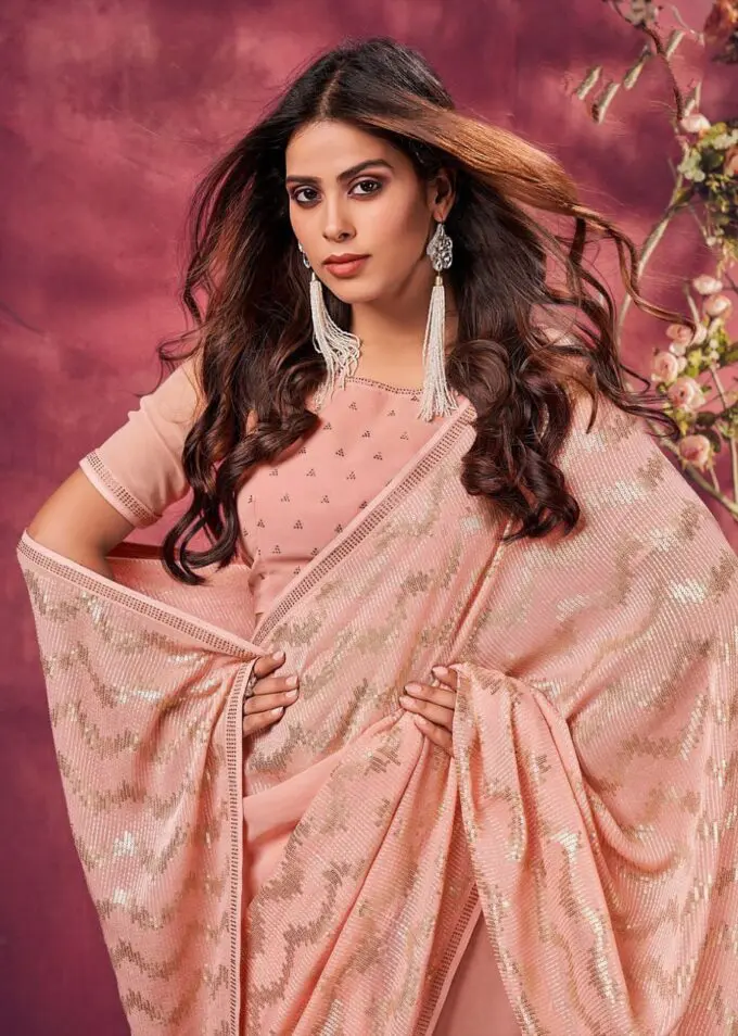 Baby Pink Sequence Saree