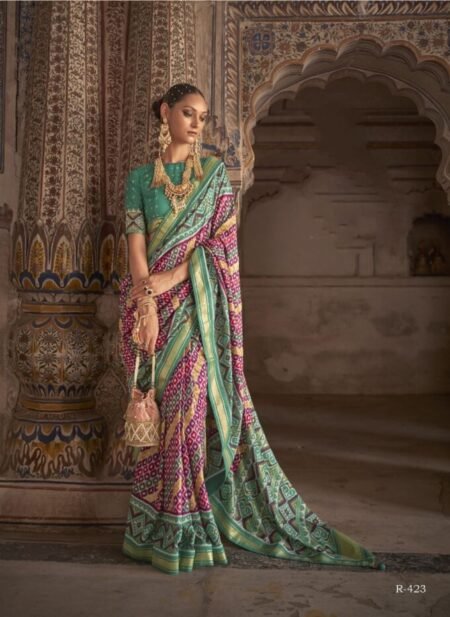 Net and Chiffon Silk Saree in Pink and Royal Blue – Boutique4India