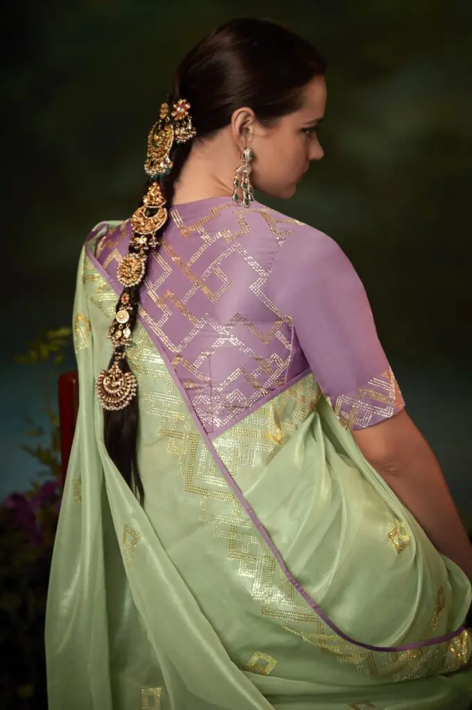 Ravishing Light-Green Organza Silk Saree With Blouse