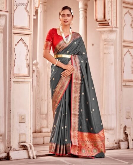 Buy Elora Grey Silk Woven Saree With Unstitched Blouse for Women Online @  Tata CLiQ