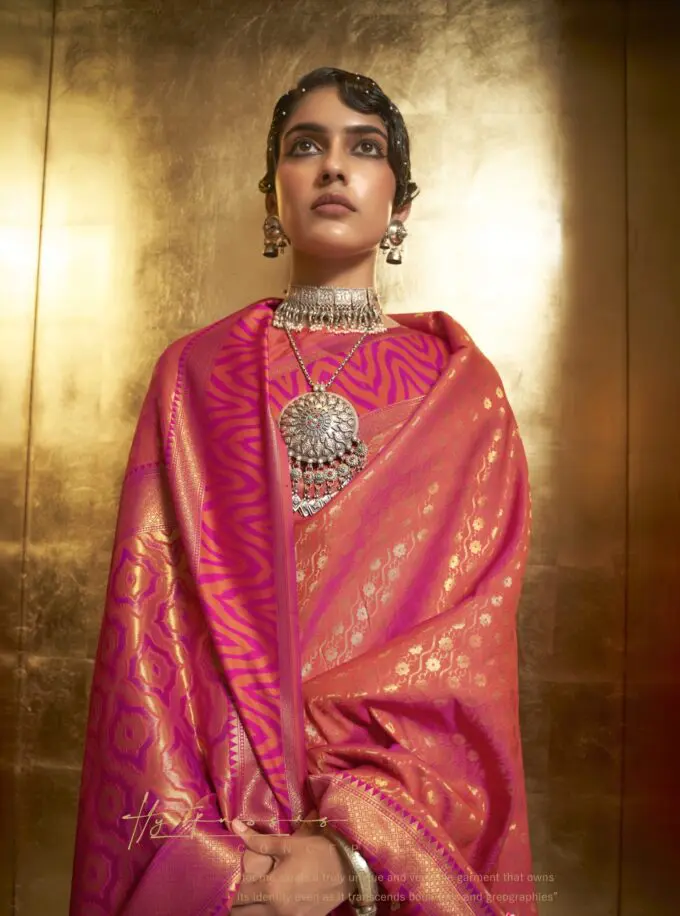 Exquisite Handloom Dark Pink Silk Saree