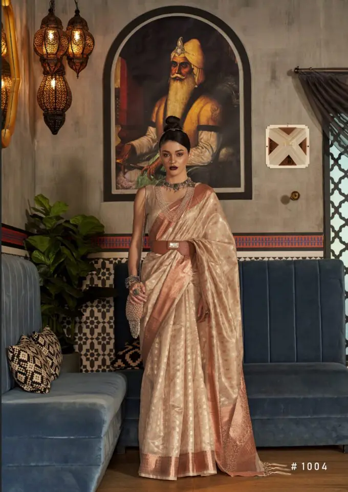 Cream With Golden Pallu Silk Traditional Saree – paanericlothing