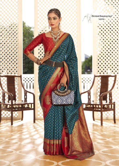 Blue Patola WEDDING WEAR BANARASI SILK SAREE WITH UNSTITCHED BLOUSE at Rs  514 in Surat