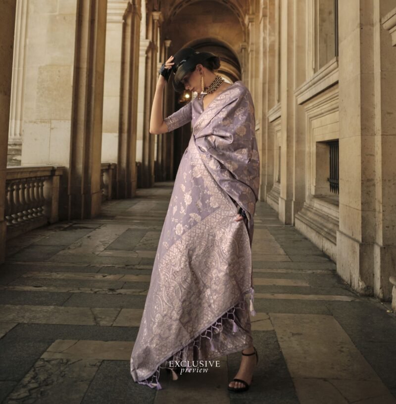 Light Purple Handloom Weaving Silk Saree