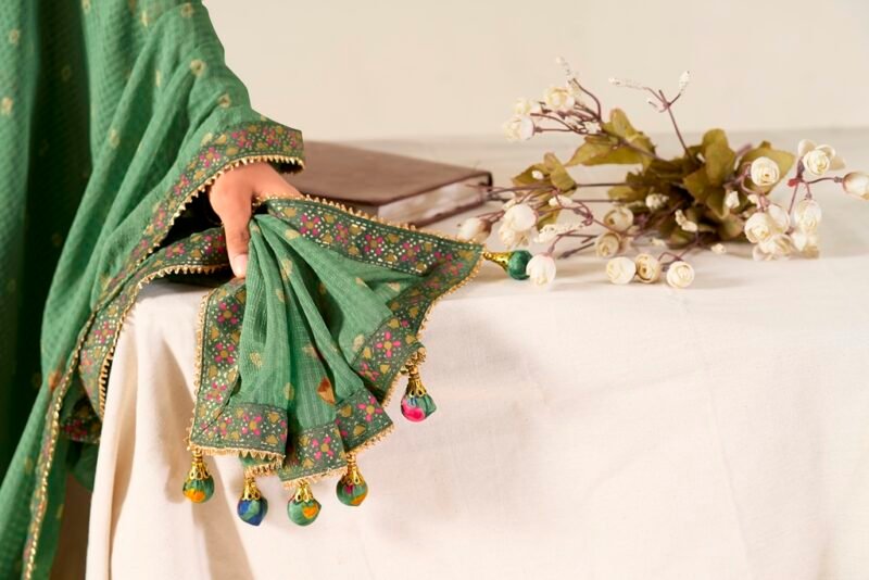 Sea Green Georgette Saree with Fantastic Border Work