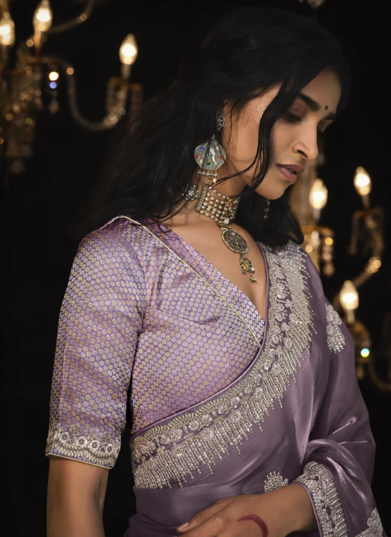 Luxurious Lavender Saree for Special Occasions