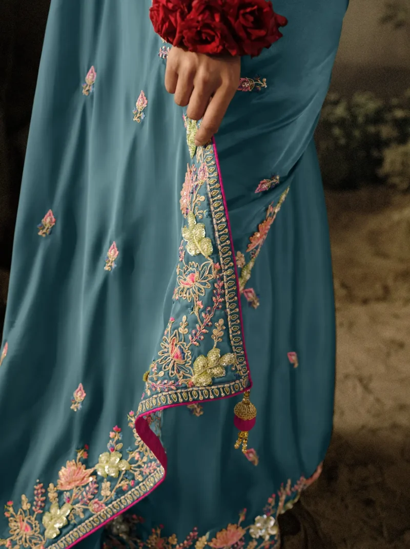 Sea Blue Silk Wedding Saree: A Majestic Choice