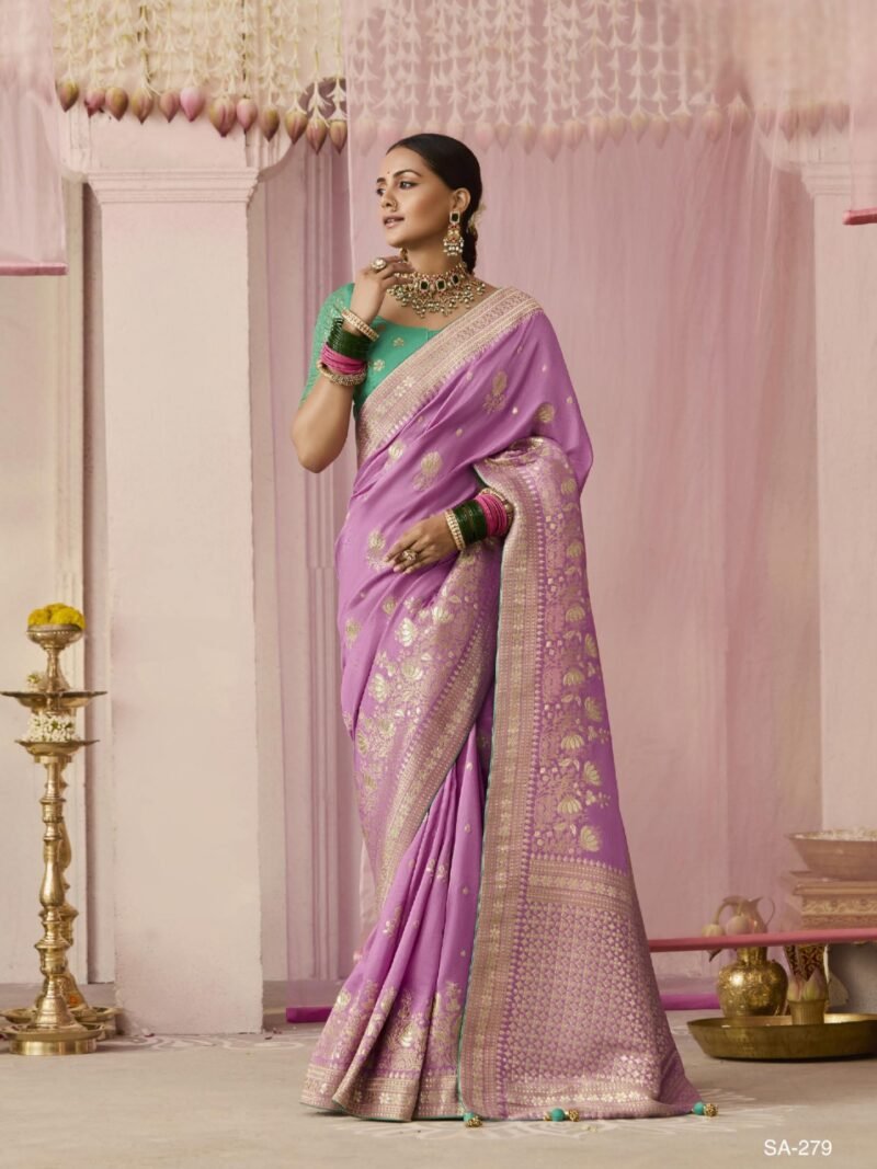 Lavender Dola Silk Saree Festive Wear